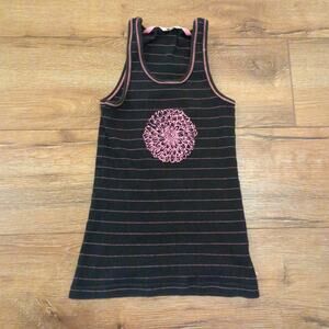 Y2K Jockey Women Medium Tank Top Shirt Ribbed Pink Emo Punk Stripe Goth Vintage